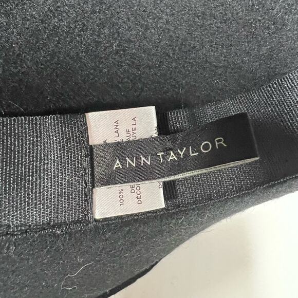 ANN TAYLOR Short Brim Hat 100% Wool Felted Brimmed Leather Trim Black Size M/L main image 7